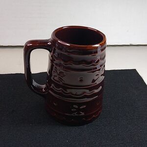 Vintage Brown Glazed USA Mug Floral Designs Cottagecore Grandmacore